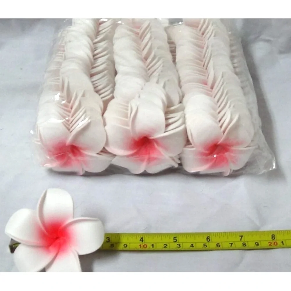 Plumeria Flowers Foam Artificial 100 White & Pink Hair Wedding Decor Lei #023